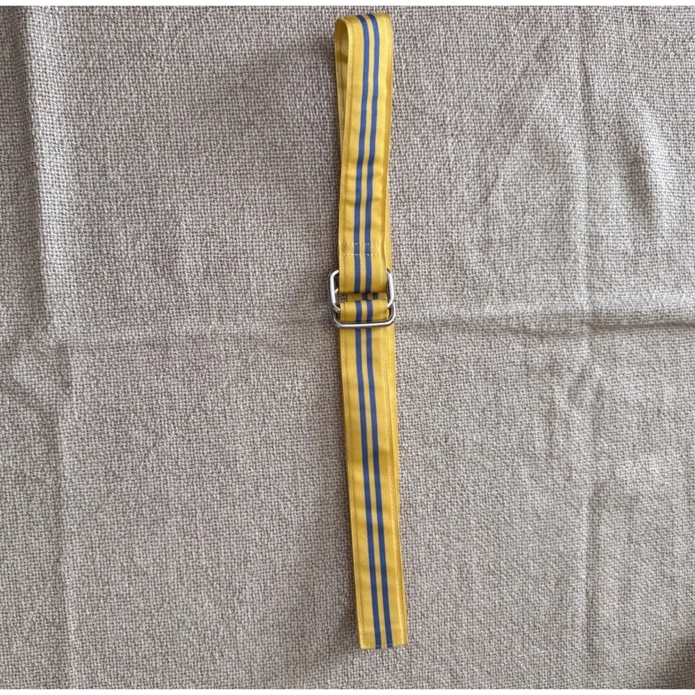 Vintage Brooks Brothers 346 Men's Striped D-Ring Belt Yellow Blue Size